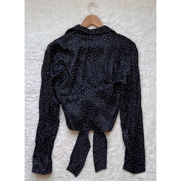 NWT Zara Blogger’s Favorite Satin Effect Polka Dot Open Front Collared Blouse - Picture 16 of 16